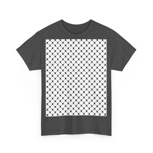Keffiyeh Pattern Heavy Cotton Tee - Modern Mesh Design Streetwear T-Shirt
